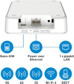 FRITZ!Box 6860 5G (Mobilfunk-Router mit bis zu 1.300 MBit/s in 5G/LTE, Wi-Fi 6 mit bis zu 3.000 MBit/s, Power over Ethernet (PoE+), staub- und spritzwassergeschütztes Gehäuse, DECT-Basis)