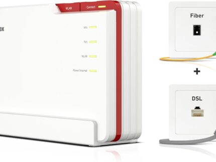 FRITZ!Box 5690 Pro (Wi-Fi 7 Premium DSL- und Glasfaser-Router mit Triband (2,4 GHz, 5 GHz, 6 GHz) bis zu 18,5 GBit/s, für Glasfaser & DSL-Anschlüsse, WLAN Mesh, DECT-Basis, deutschsprachige Version)