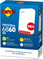 FRITZ!Box 6860 5G (Mobilfunk-Router mit bis zu 1.300 MBit/s in 5G/LTE, Wi-Fi 6 mit bis zu 3.000 MBit/s, Power over Ethernet (PoE+), staub- und spritzwassergeschütztes Gehäuse, DECT-Basis)