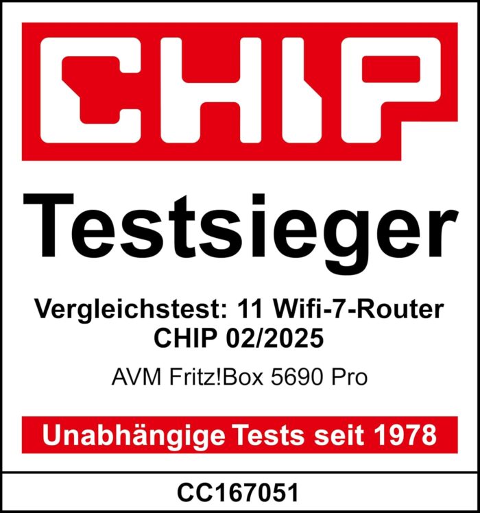 FRITZ!Box 5690 Pro (Wi-Fi 7 Premium DSL- und Glasfaser-Router mit Triband (2,4 GHz, 5 GHz, 6 GHz) bis zu 18,5 GBit/s, für Glasfaser & DSL-Anschlüsse, WLAN Mesh, DECT-Basis, deutschsprachige Version)