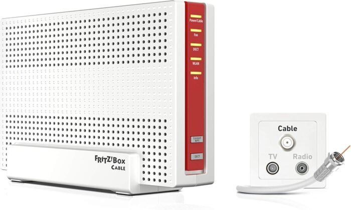 AVM FRITZ!Box 6591 Cable WLAN AC + N Router (DOCSIS-3.1-Kabelmodem, Dual-WLAN Ac+N (MU-MIMO) mit 1733 (5 GHz) + 800 Mbit/S (2,4 GHz), VoIP-Telefonanlage) (Generalüberholt)