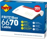 FRITZ!Box 6670 Cable | Router für einen Kabelanschluss (DOCSIS-3.1-Kabelmodem, 2x2 Wi-Fi 7 mit 2.880 MBit/s (5 GHz) und 688 MBit/s (2,4 GHz), Zigbee Integration 1 x 2,5 Gigabit-LAN-Port)