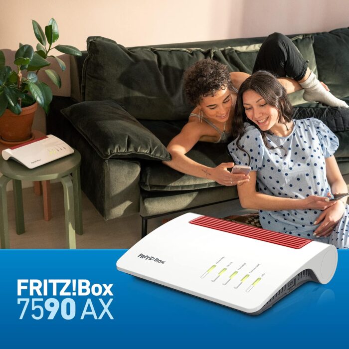 FRITZ!Box 7590 AX Exclusive Edition (Wi-Fi 6 DSL-Router 2.400 MBit/s (5GHz) & 1.200 MBit/s (2,4 GHz), inklusive SanDisk USB-Stick, WLAN Mesh, DECT-Basis, deutschsprachige Version)