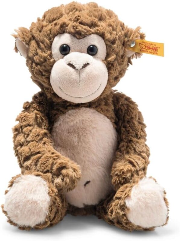 Steiff Bodo Affe 30 cm, Plüsch-Affe, Soft Cuddly Friends, Kuscheltier für Kinder, aus kuschelweichem Plüsch & weich und waschmaschinenfest, Braun