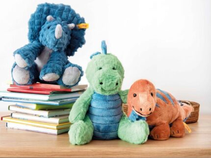 Steiff Soft Cuddly Friends Dixi Triceratops Petrol 28 cm, Dinosaurier Kuscheltier aus kuschelweichem Plüsch