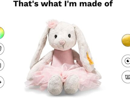 Steiff Hoppie Balletthase 30cm bunt, Plüschtier mit Schlappohren, Flauschiges Stofftier im Ballett-Outfit zum Kuscheln und Spielen, Kuscheltier für Mädchen und Jungen, waschmaschinenfest