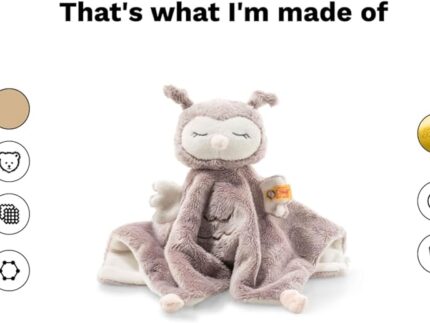 Steiff Ollie Eule Schmusetuch rosebraun-Creme 26 cm, Kuscheltier für Babys, Soft Cuddly Friends, weich & waschbar