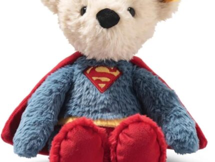 Steiff Teddybär Superman 29cm bunt, Kuscheltier Superheld, ideal für Kinder und Fans, Plüsch Bär im Superman Look, aus kuschelweichem Plüsch, waschmaschinenfest