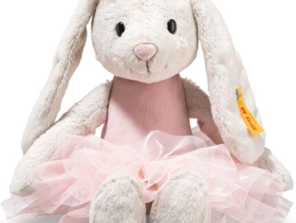 Steiff Hoppie Balletthase 30cm bunt, Plüschtier mit Schlappohren, Flauschiges Stofftier im Ballett-Outfit zum Kuscheln und Spielen, Kuscheltier für Mädchen und Jungen, waschmaschinenfest