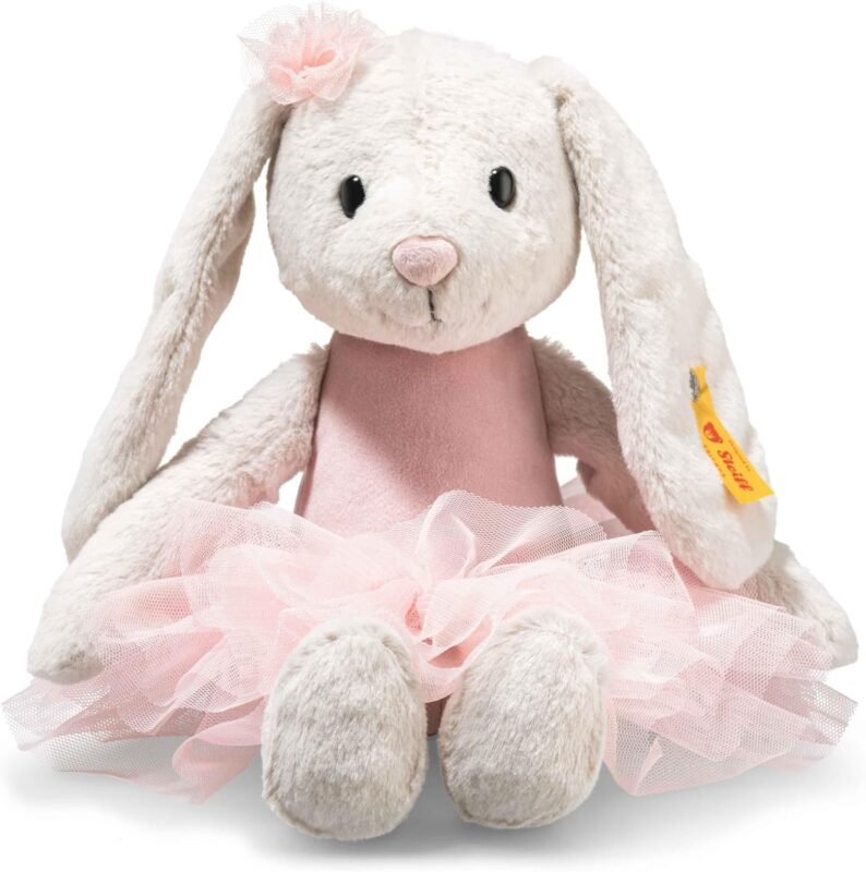 Steiff Hoppie Balletthase 30cm bunt, Plüschtier mit Schlappohren, Flauschiges Stofftier im Ballett-Outfit zum Kuscheln und Spielen, Kuscheltier für Mädchen und Jungen, waschmaschinenfest