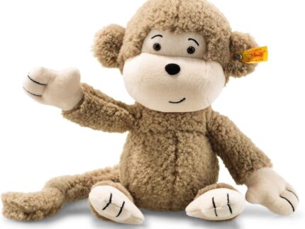 Steiff Kuscheltier Brownie Affe, Süßes Stofftier mit Kunststoffaugen, Kinder, Jungen & Mädchen, Soft Cuddly Friends, Plüschtier 30 cm, Beige, 060304, Hellbraun