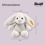 Steiff Hoppie Hase 18 cm hellgrau, Plüschtier Hase mit Schlappohren, Soft Cuddly Friends, flauschiges Stofftier zum Kuscheln und Spielen, Kuscheltier für Mädchen und Jungen, waschmaschinenfest