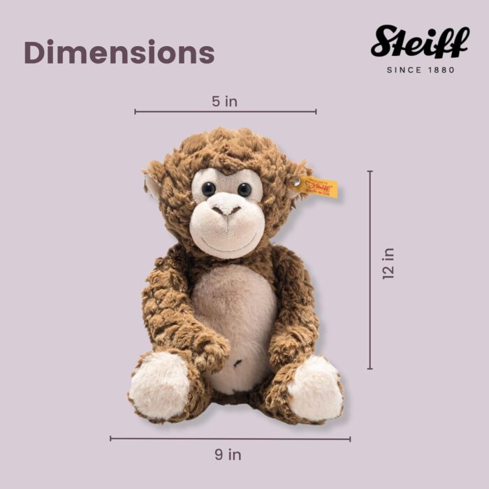 Steiff Bodo Affe 30 cm, Plüsch-Affe, Soft Cuddly Friends, Kuscheltier für Kinder, aus kuschelweichem Plüsch & weich und waschmaschinenfest, Braun