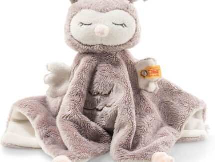 Steiff Ollie Eule Schmusetuch rosebraun-Creme 26 cm, Kuscheltier für Babys, Soft Cuddly Friends, weich & waschbar