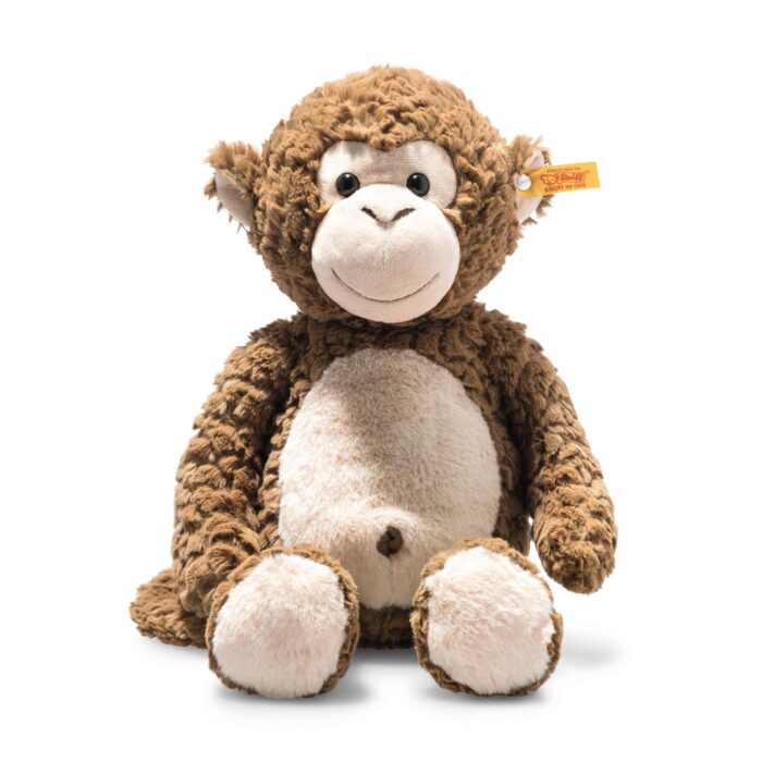 Steiff Bodo Affe 30 cm, Plüsch-Affe, Soft Cuddly Friends, Kuscheltier für Kinder, aus kuschelweichem Plüsch & weich und waschmaschinenfest, Braun