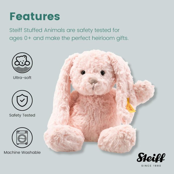Steiff Tilda Hase - 30 cm - Plüschhase mit Schlappohren - Kuscheltier für Kinder - Soft Cuddly Friends - beweglich & waschbar - rosa (080623)