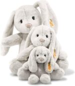 Steiff Hoppie Hase 18 cm hellgrau, Plüschtier Hase mit Schlappohren, Soft Cuddly Friends, flauschiges Stofftier zum Kuscheln und Spielen, Kuscheltier für Mädchen und Jungen, waschmaschinenfest