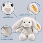 Steiff Hoppie Hase 18 cm hellgrau, Plüschtier Hase mit Schlappohren, Soft Cuddly Friends, flauschiges Stofftier zum Kuscheln und Spielen, Kuscheltier für Mädchen und Jungen, waschmaschinenfest