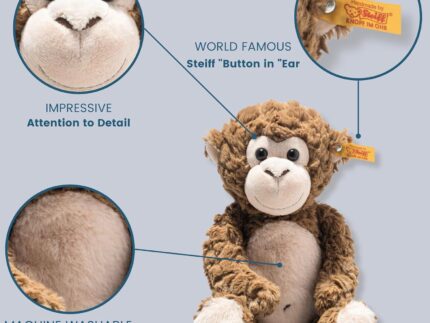 Steiff Bodo Affe 30 cm, Plüsch-Affe, Soft Cuddly Friends, Kuscheltier für Kinder, aus kuschelweichem Plüsch & weich und waschmaschinenfest, Braun