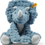 Steiff Soft Cuddly Friends Dixi Triceratops Petrol 28 cm, Dinosaurier Kuscheltier aus kuschelweichem Plüsch