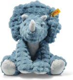 Steiff Soft Cuddly Friends Dixi Triceratops Petrol 28 cm, Dinosaurier Kuscheltier aus kuschelweichem Plüsch